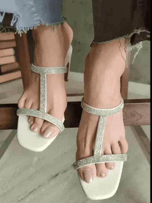Womens White Shimmery Heels